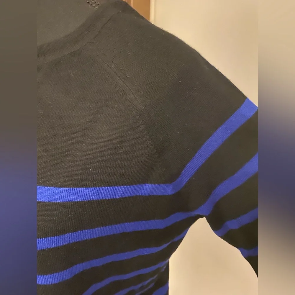 Zara Black and Blue Nautical Crew Neck Sweater lightweight Great for spring - Picture 10 of 10